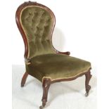 ANTIQUE MAHOGANY VICTORIAN SPOONBACK CHAIR