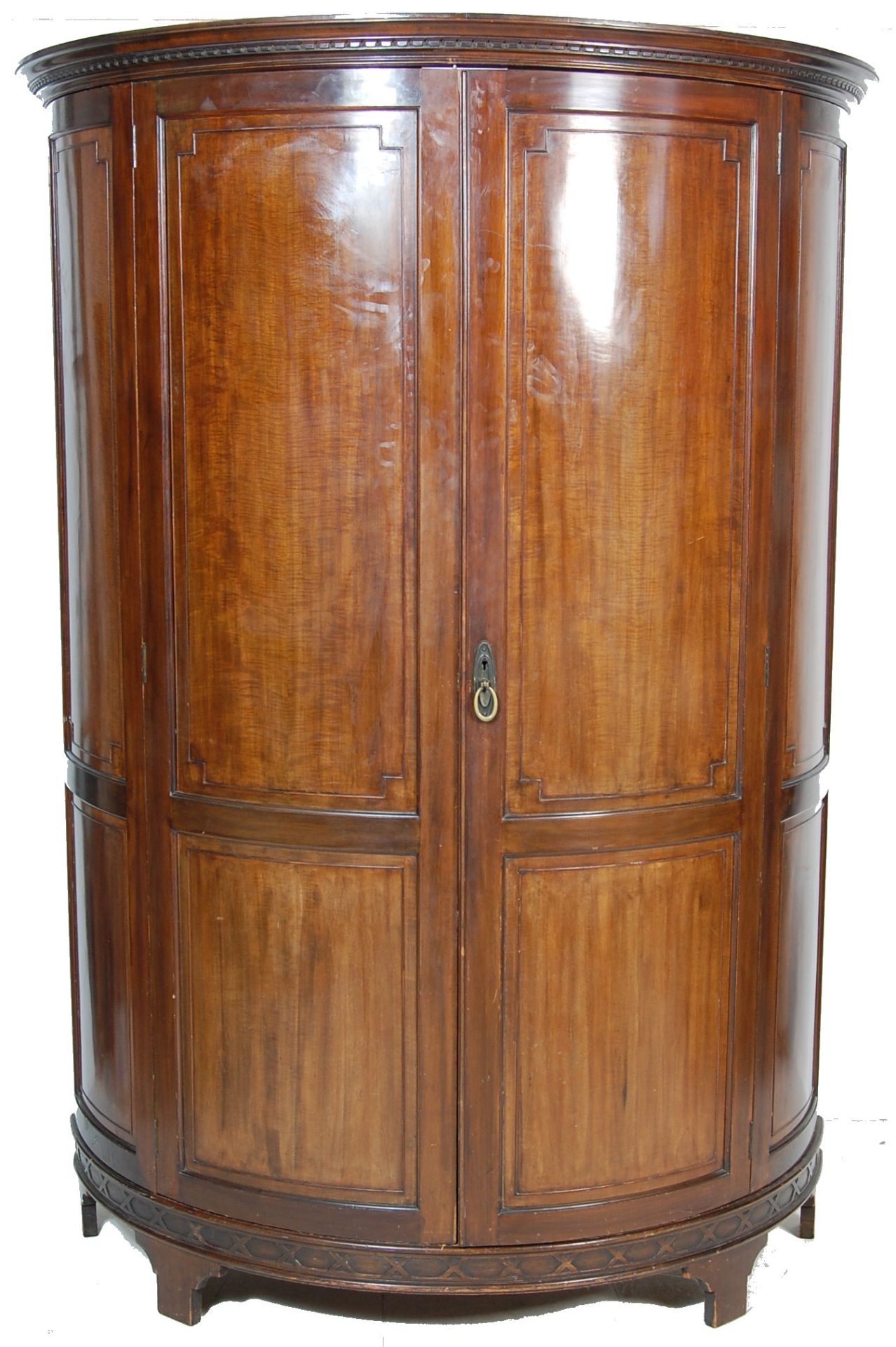 19TH CENTURY VICTORIAN MAHOGANY DEMI LUNE WARDROBE