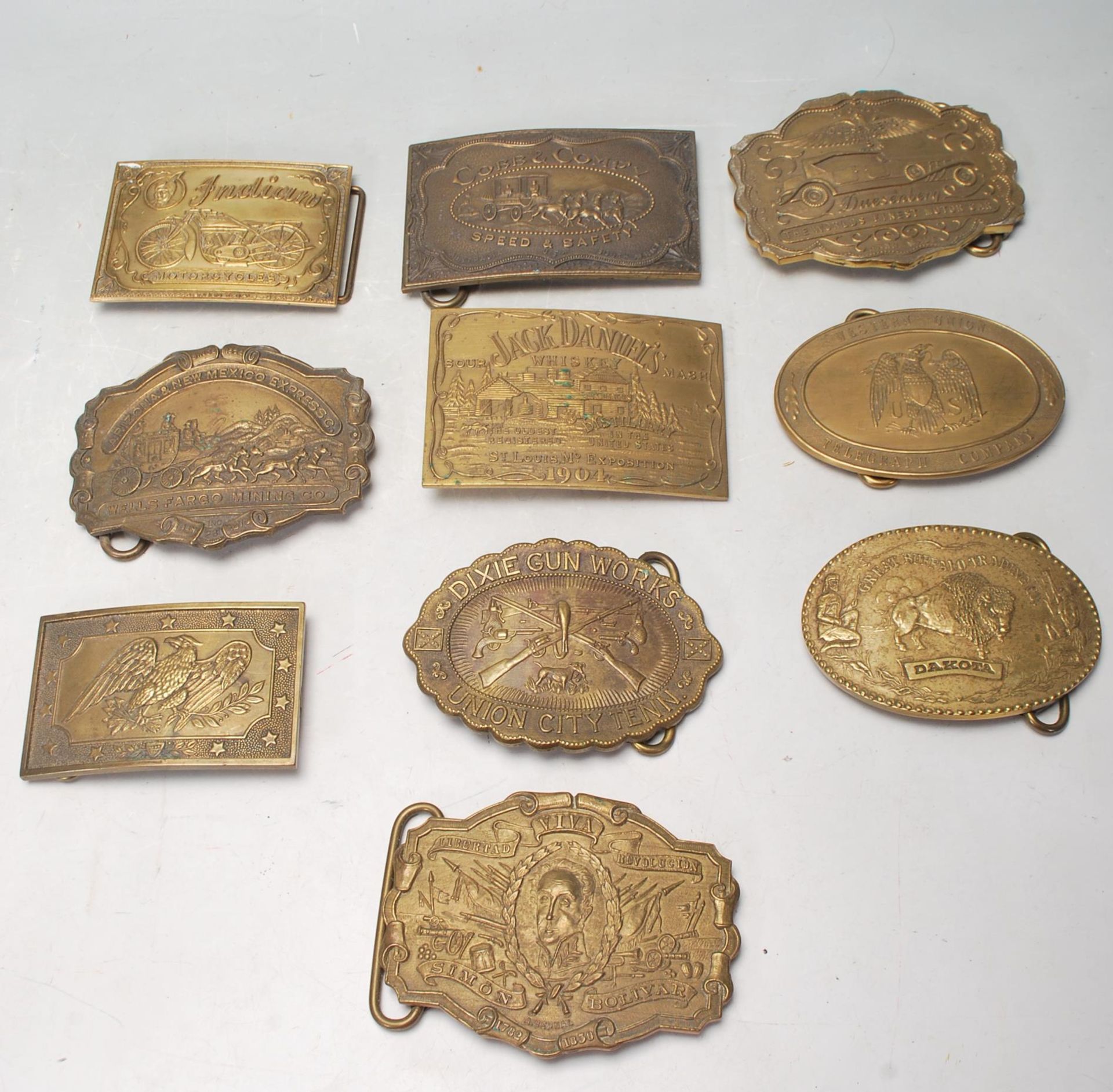 COLLECTION OF AMERICAN BRASS BELT BUCKLES