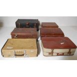 SIX VINTAGE RETRO 20TH CENTURY SUITCASES / TRAVEL TRUNKS