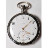 ANTIQUE ZENITH SILVER NIELLO WORK POCKET WATCH