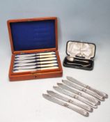 CASED SILVER HALLMARKED KNIFE & FORK AND OTHERS