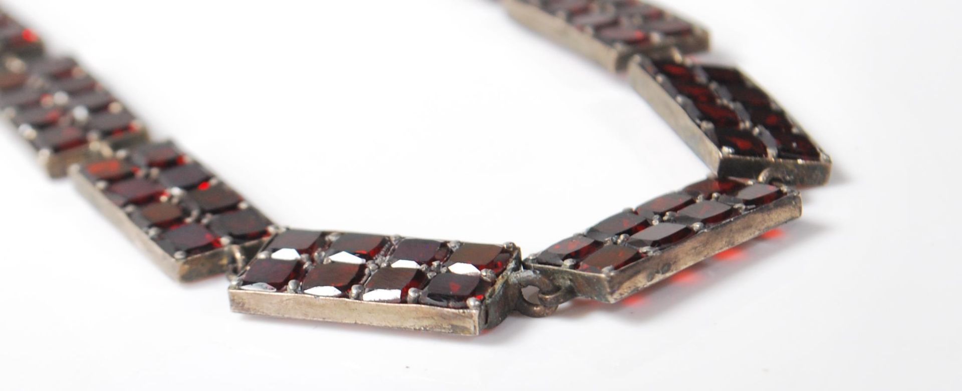 VINTAGE SILVER AND GARNET PANEL NECKLACE - Image 5 of 7