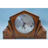 1930'S ART DECO WALNUT SUNBURST MANTEL CLOCK