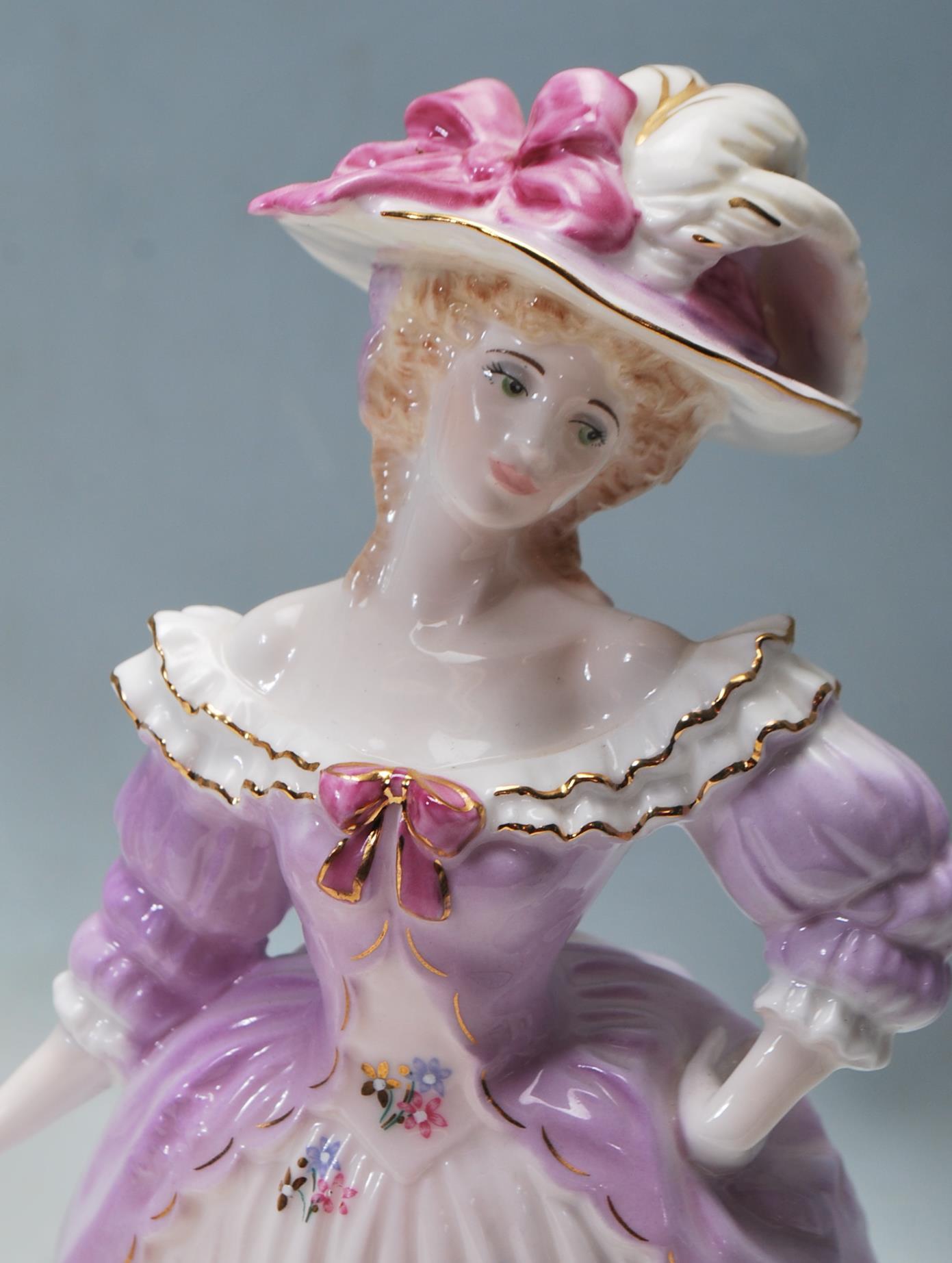 THREE COALPORT LIMITED EDITION CERAMIC FIGURINES - MRS FITZHERBERT - MADAME DE POMPADOUR - Image 8 of 10