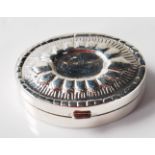 SILVER PILL BOX WITH REPOUSSE DECORATION TO THE LID