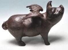 LATE 20TH CENTURY BRONZE FLYING PIG