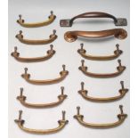 FIVE PAIRS OF EARLY 20TH CENTURY BRASS DOOR / CHEST OF DRAWER HANDLES