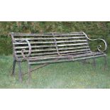 LARGE 19TH CENTURY EARLY 20TH CENTURY METAL BANDED GARDEN BENCH