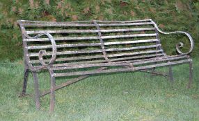 LARGE 19TH CENTURY EARLY 20TH CENTURY METAL BANDED GARDEN BENCH