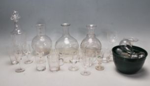 LARGE QUANTITY OF 19TH CENTURY VICTORIAN GLASSES, DECANTERS AND STOPPERS