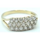 CONTEMPORARY 14CT GOLD AND CZ RING