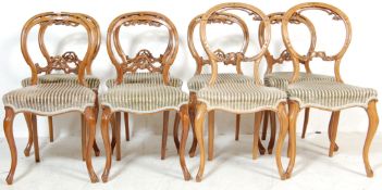 SET OF NINE HARLEQUIN VICTORIAN WALNUT DINING CHAIRS