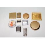 COLLECTION OF VINTAGE LIGHTERS AND RETRO POWDER COMPACTS