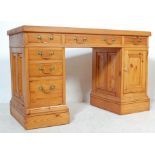 ANTIQUE REVIVAL PINE TWIN PEDESTAL OFFICE DESK