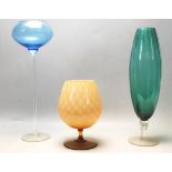 COLELCITON OF THREE RETRO VINTAGE 1960S STUDIO ART GLASS