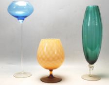 COLELCITON OF THREE RETRO VINTAGE 1960S STUDIO ART GLASS