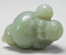 20TH CENTURY CHINESE JADE FIGURINES OF A OLD MAN IN A SHELL