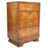 ART DECO 1930’S WALNUT PEDSTAL CHEST WITH FOUR DRAWERS