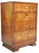 ART DECO 1930’S WALNUT PEDSTAL CHEST WITH FOUR DRAWERS