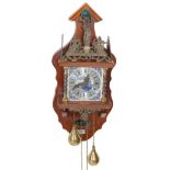 20TH CENTURY MAHOGANY AND BRASS WEIGHT CLOCK