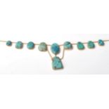 VINTAGE GOLD AND TURQUOISE COLLAR NECKLACE