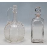 17TH CENTURY HUNGARIAN DECANTER AND 18TH CENTURY GEORGIAN GLASS DECANTER