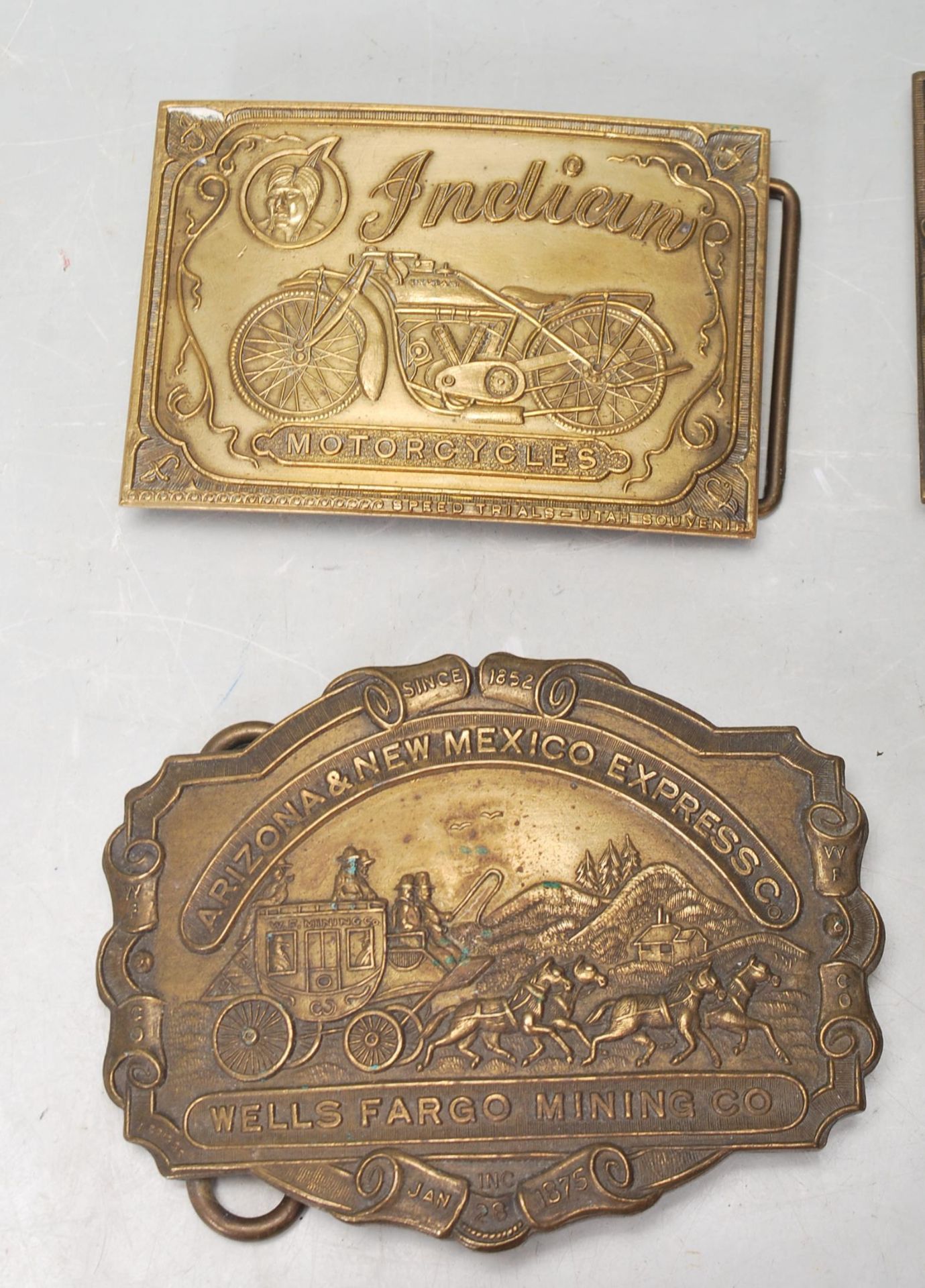 COLLECTION OF AMERICAN BRASS BELT BUCKLES - Image 2 of 7