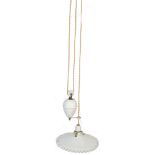 EARLY 20TH CENTURY FRENCH GLASS RISE AND FALL HANGING CELLING LIGHT