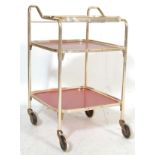 RETRO VINTAGE 1970S BRASS & RED FORMICA TROLLEY
