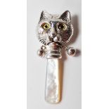 SILVER BABIES RATTLE IN THE FORM OF A CAT