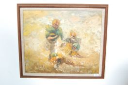 AMERICAN FOOTBALL OIL ON CANVAS PALETTE KNIFE PAINTING