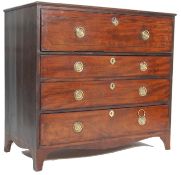 19TH CENTURY GEORGE III MAHOGANY, EBONY AND SATINWOOD LINE INLAID SECRETAIRE BUREAU CHEST OF DRAWERS