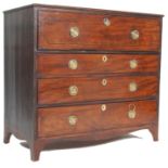 19TH CENTURY GEORGE III MAHOGANY, EBONY AND SATINWOOD LINE INLAID SECRETAIRE BUREAU CHEST OF DRAWERS