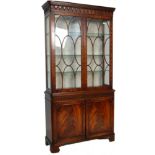 REGENCY REVIVAL MAHOGANY LIBRARY BOOKCASE CABINET