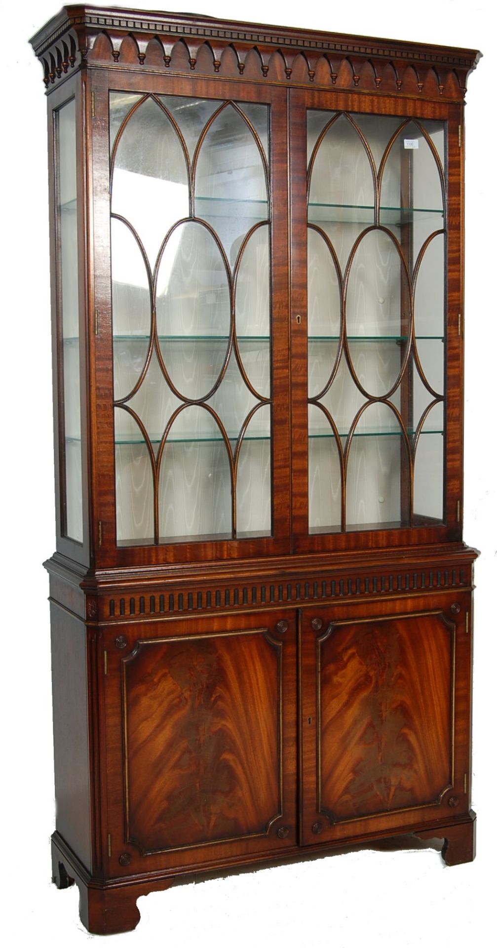 REGENCY REVIVAL MAHOGANY LIBRARY BOOKCASE CABINET