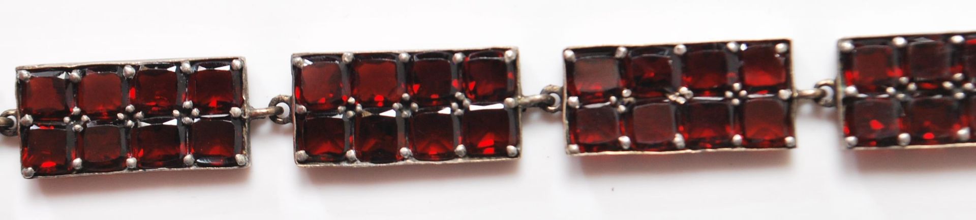 VINTAGE SILVER AND GARNET PANEL NECKLACE - Image 4 of 7