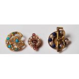 ANTIQUE GOLD AND COLOURED STONE JEWELLERY FINDINGS