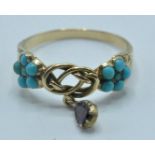 GEORGIAN 18CT GOLD AND TURQUOISE KNOT RING