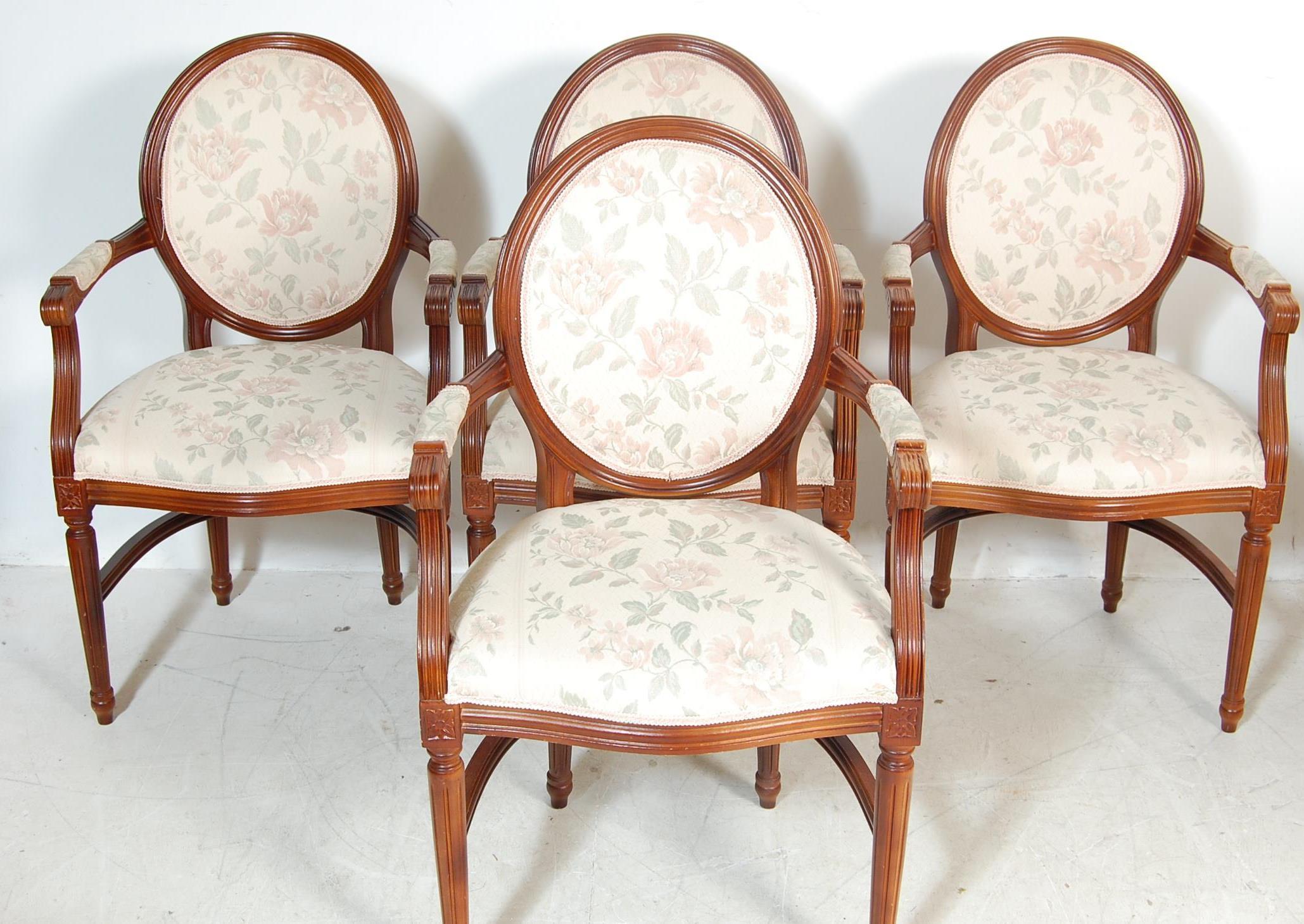 SET OF 4 FRENCH MAHOGANY FAUTEUIL ARMCHAIRS - Image 2 of 4
