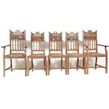 SET OF SIX ARTS AND CRAFTS DINNIG CHAIRS