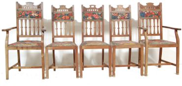 SET OF SIX ARTS AND CRAFTS DINNIG CHAIRS