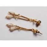 PAIR OF 18CT GOLD AND BAROQUE PEARL DROP EARRINGS
