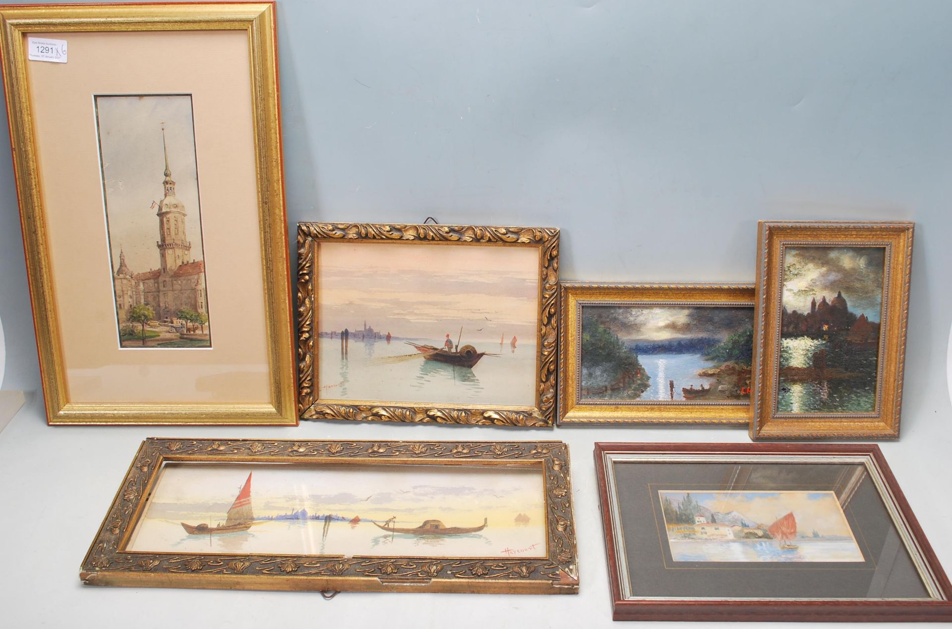 SIX ANTIQUE SIGNED L HUDSON LANDSAPE ORIGINAL PAINTINGS