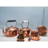 COLLECTION OF COPPER AND BRASS KETTLES AND WATER JUGS