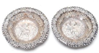 A PAIR OF HALLMARKED STERLING SILVER TRINKET DISHES