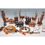 LARGE QUANTITY OF HARDWOOD AFRICAN TRIBAL ANIMALS FIGURINES AND NECKLACES