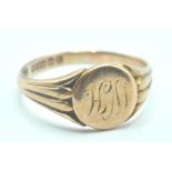 EARLY 20TH CENTURY 9CT GOLD SIGNET RING