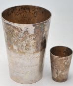 TWO ANTIQUE GERMAN SILVER ENGRAVED CUPS