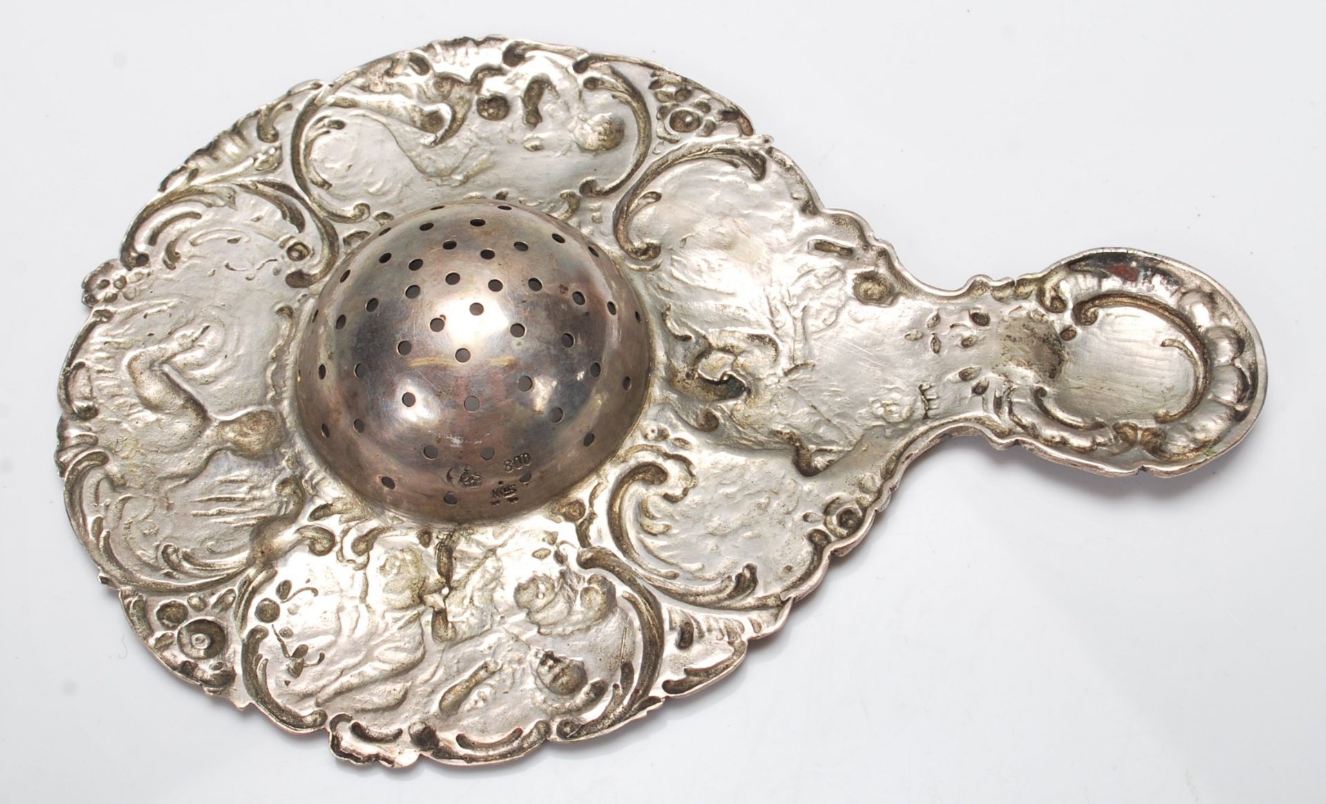 ANTIQUE GERMAN SILVER ROCOCO TEA STRAINER - Image 4 of 6